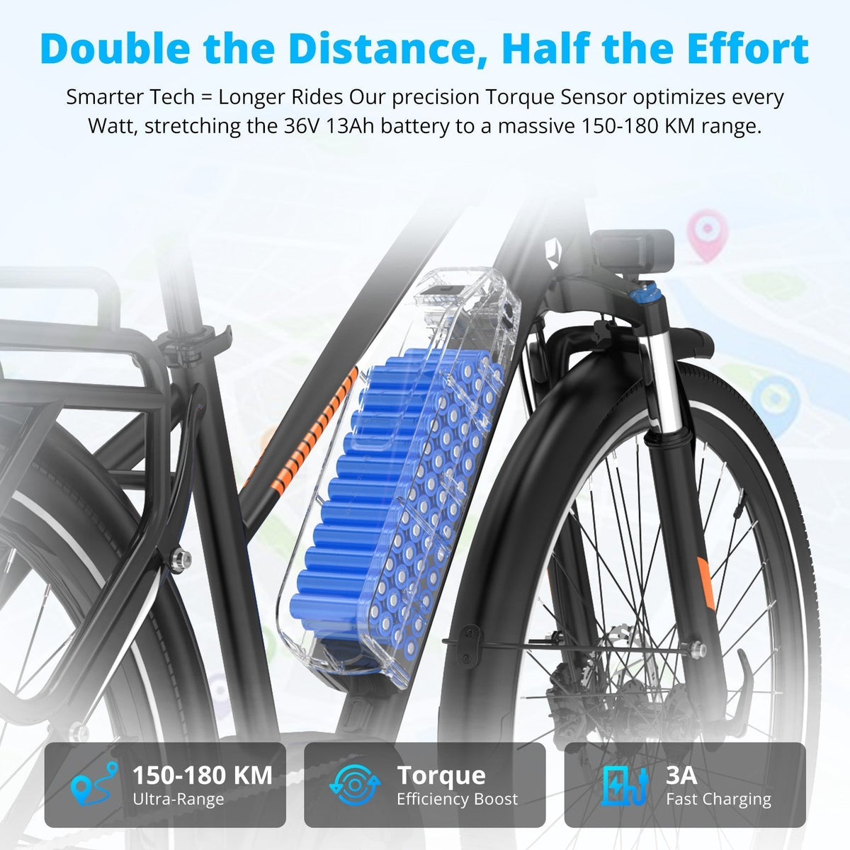 BK-U1 Mid-Drive Electric Bike up to 110 miles
