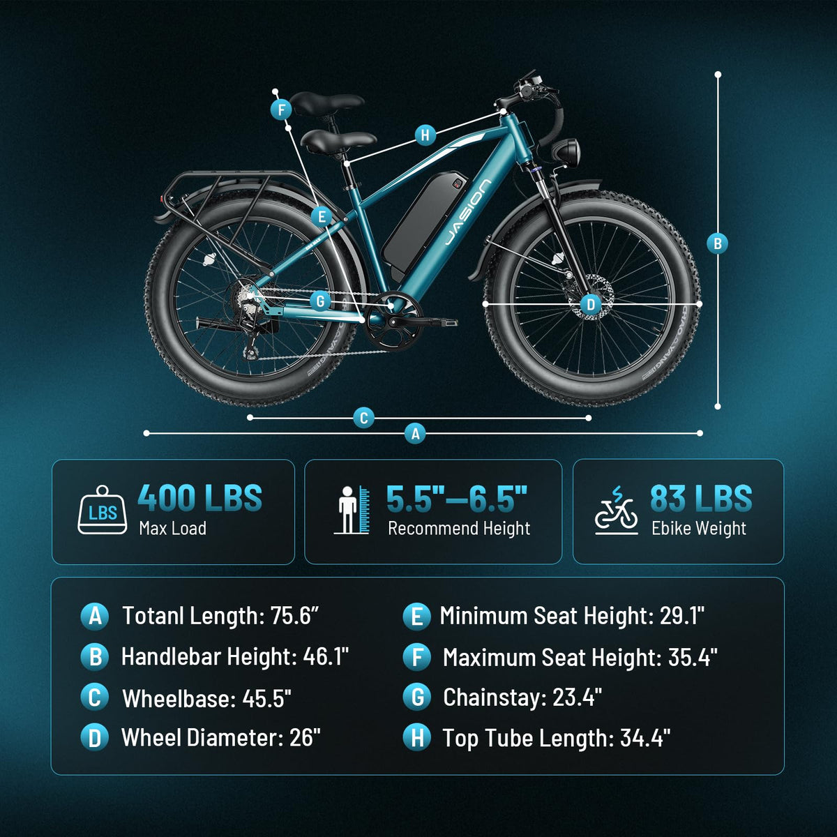 Jasion EB5 MAX Electric Bike for Adults 2000W Peak Motor, 48V 15Ah Battery