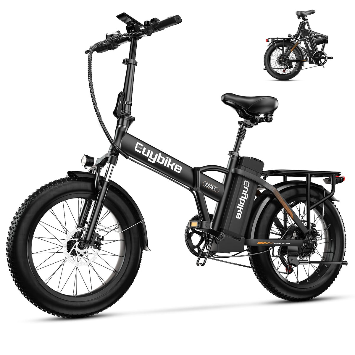 EUYBIKE Foldable Electric Bike for Adults, 48V 20Ah Removable Battery up to 80Miles, 20" Fat Tire 1000W Dirt Ebike