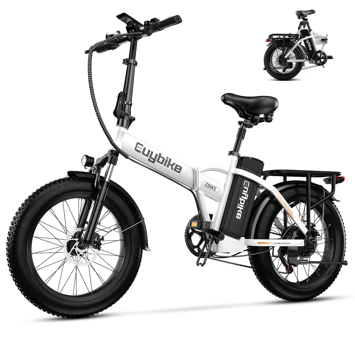 EUYBIKE Foldable Electric Bike for Adults, 48V 20Ah Removable Battery up to 80Miles, 20" Fat Tire 1000W Dirt Ebike