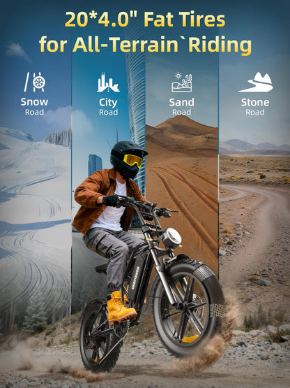 DEEPOWER S20 Electric Bike for Adults, 1500W Peak Motor, Up to 32MPH, 48V 25AH Removable Battery