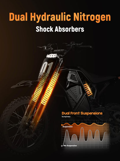 ESKUTE Electric Dirt Bike for Teens Adults, Mid-Drive Motor 3500W Peak, Electric Motorcycle 48V23Ah Battery