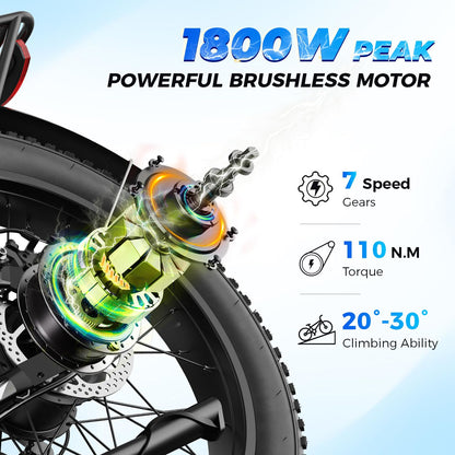 LEONX M2 Pro Electric Bike for Adults, 1800W Peak Motor, 85-Mile Long Range