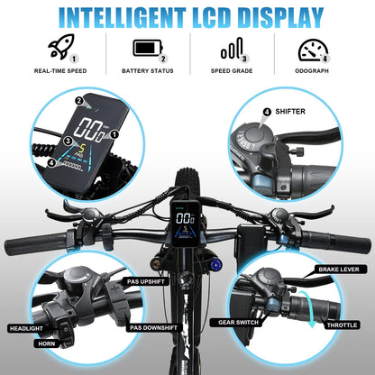 KETELES Ebikes for Adults, AWD Dual Motor Ebike Peak 6000W 26” Electric Bike Fat Tire, 52V 26AH Battery