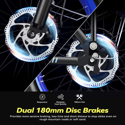 EUYBIKE Foldable Electric Bike for Adults, 48V 20Ah Removable Lithium Battery up to 80Miles, 20" Fat Tire 1000W Peak Motor Dirt Ebike