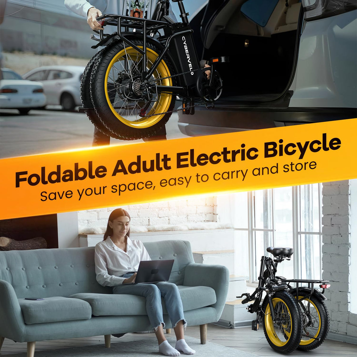 EUYBIKE Folding Electric Bike for Adults with Peak 1000W Motor, 48V 20AH Battery up to 80 Miles, 20" Fat Tire All Terrain Ebike