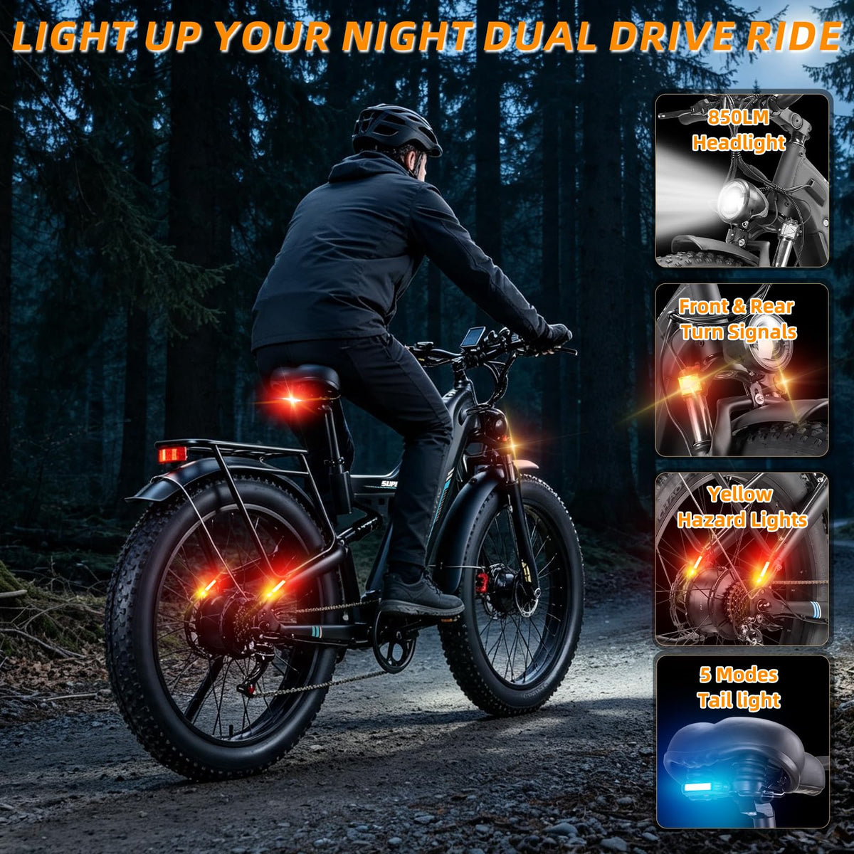 8000W Peak Electric Bike for Adults Max 50MPH 52V 30AH Up To 100 Mile Range