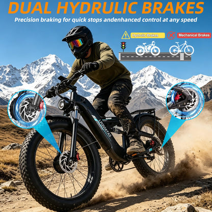 8000W Peak 52V 30AH Dual-Motor-Ebike for Adults, Max 50MPH Off-Road E Bike