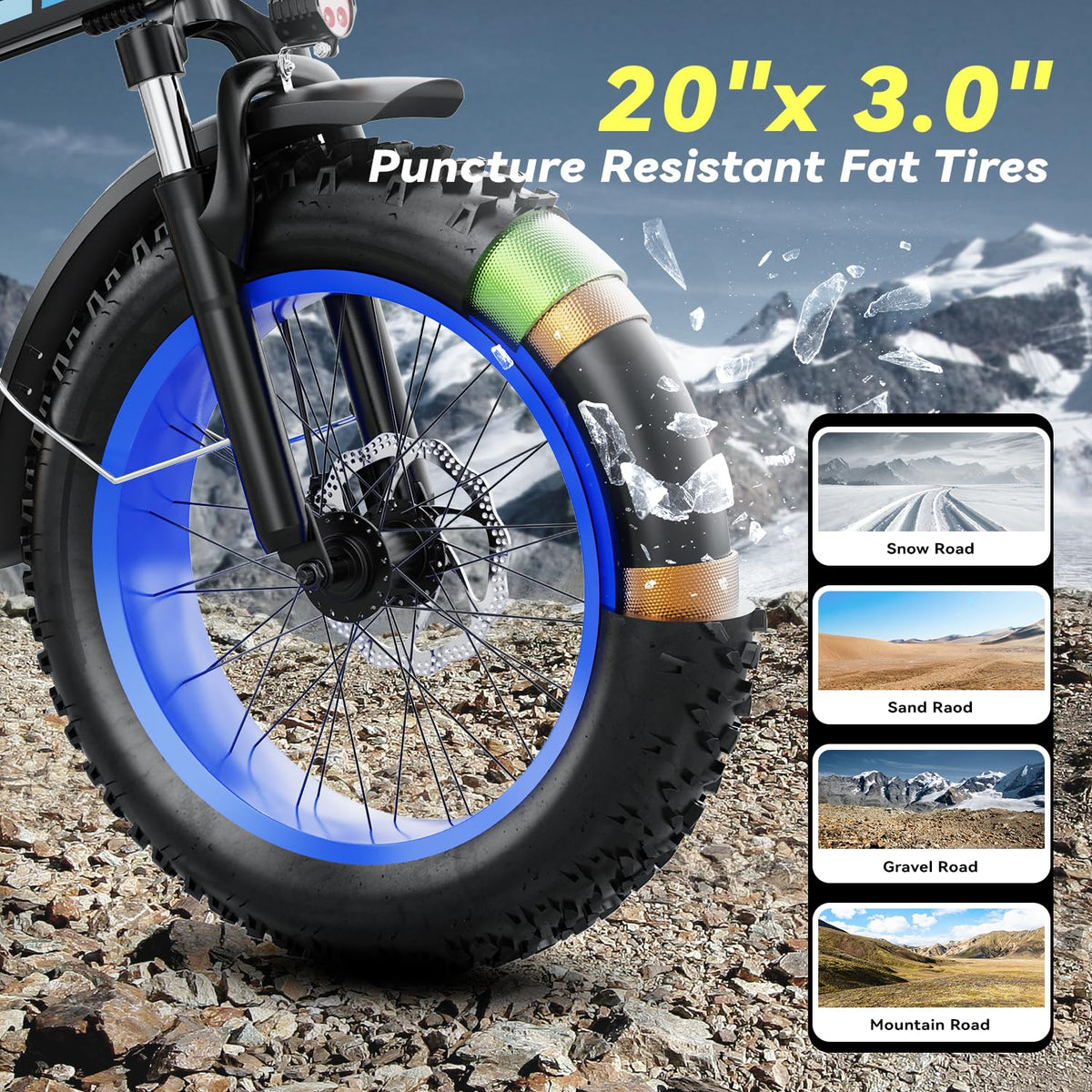 EUYBIKE Foldable Electric Bike for Adults, 48V 20Ah Removable Lithium Battery up to 80Miles, 20" Fat Tire 1000W Peak Motor Dirt Ebike