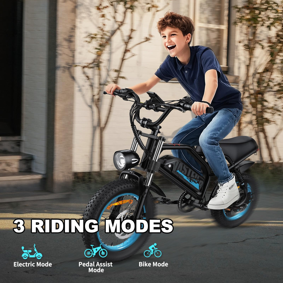 AVDLBIKE Electric Bike, 16'' Fat Tire eBike for Teens/Adults, 500W E-Bike with 36V/12.8Ah Removable Battery