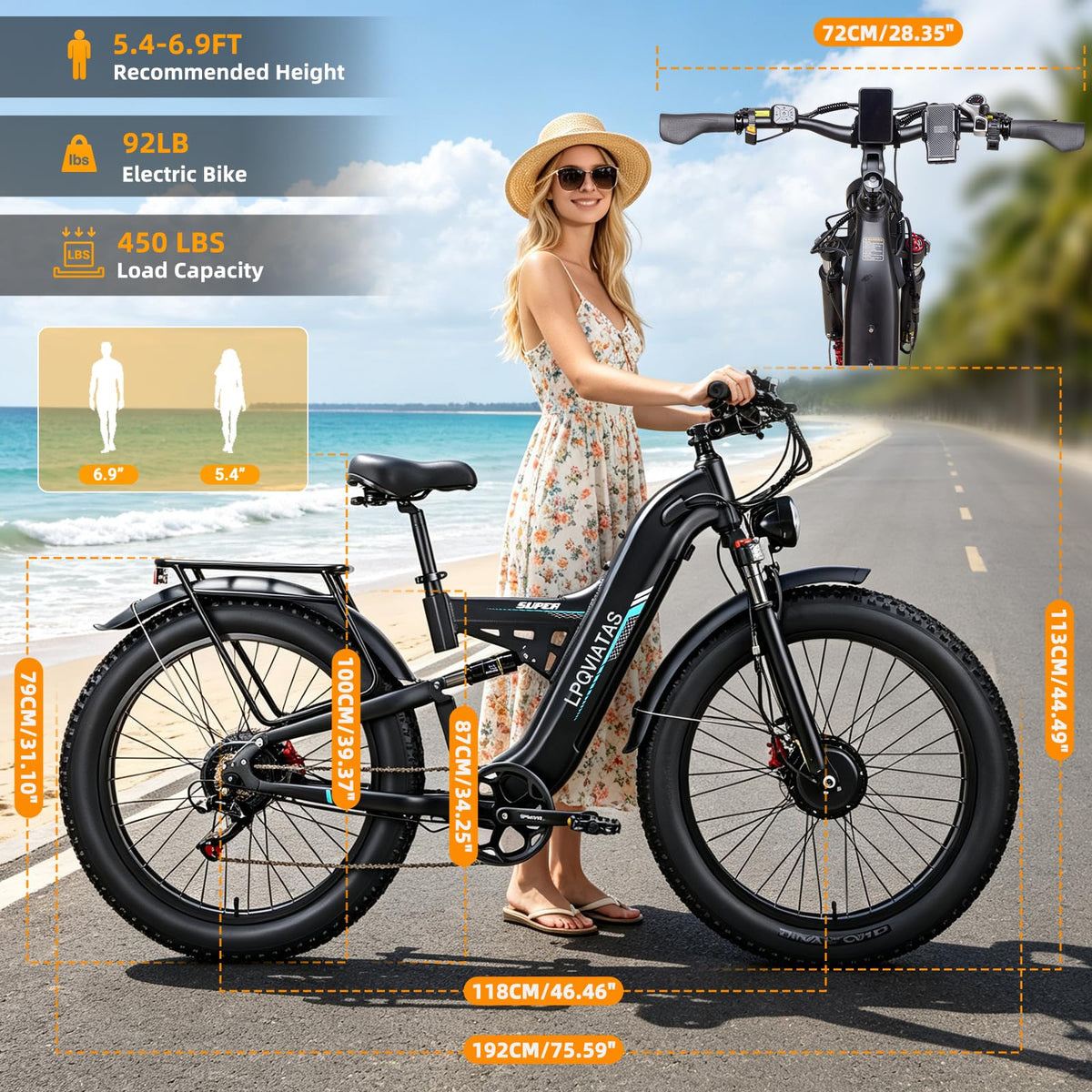 8000W Peak Electric Bike for Adults Max 50MPH 52V 30AH Up To 100 Mile Range