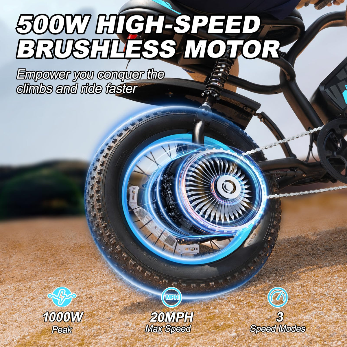 AVDLBIKE Electric Bike, 16'' Fat Tire eBike for Teens/Adults, 500W E-Bike with 36V/12.8Ah Removable Battery