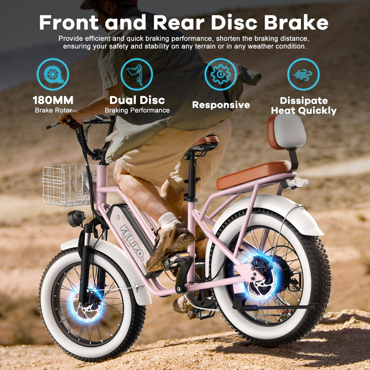 Electric Bike for Adults, 20"x 4" Fat Tire Ebike, 1450W Peak Bike with 48V 20AH Removable Battery