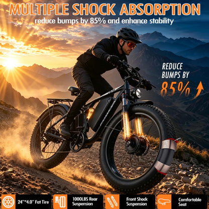 Peak-9000W-Dual-Motor-Electric-Bike Adults, 58V Peak 34AH Max 48MPH 105Mi